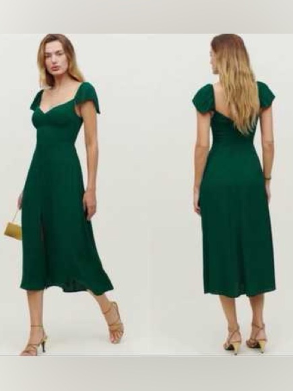 Reformation NWOT Baxley Emerald Green Midi Dress